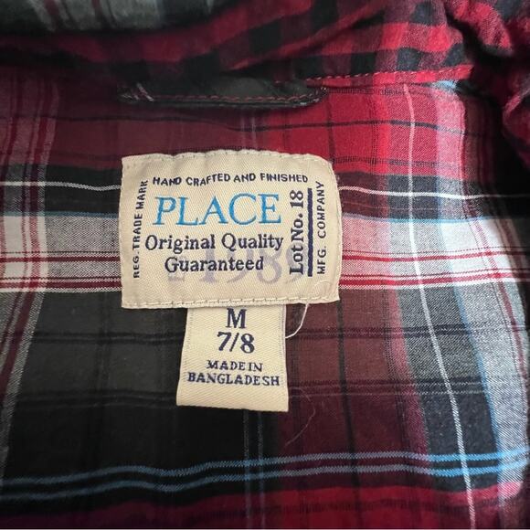 Children’s Place button down plaid shirt EUC boys medium 7-8 - Picture 3 of 3